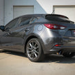 Load image into Gallery viewer, aFe Takeda 2-1/2in 304 SS Cat-Back Exhaust w/ Blue Flame Tips 14-18 Mazda 3 L4 2.0L/2.5L - Back View