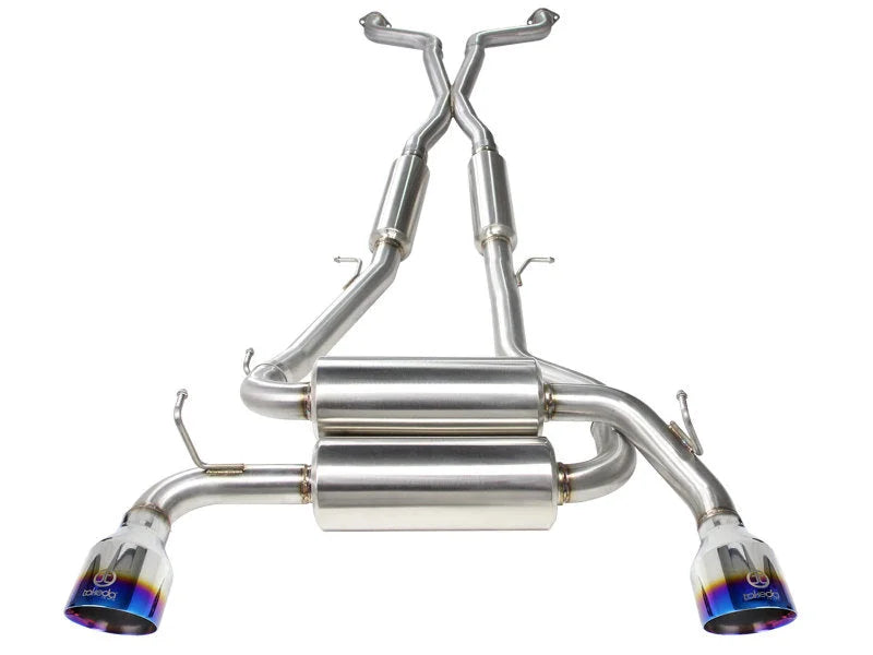 aFe Takeda 2-1/2in 304SS Cat-Back Exhaust Infiniti G37 08-13/Q60 14-15 V6-3.7 w/ Blue Flame Tips - Installation View
