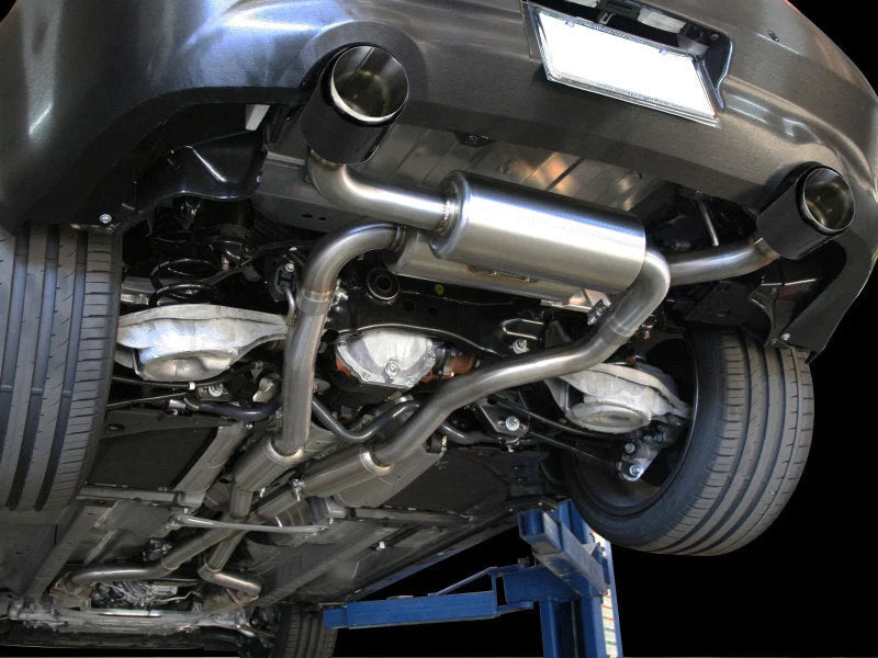 aFe Takeda 2-1/2in 304SS Cat-Back Exhaust Infiniti G37 08-13/Q60 14-15 V6-3.7 w/ Carbon Fiber Tips - Side View