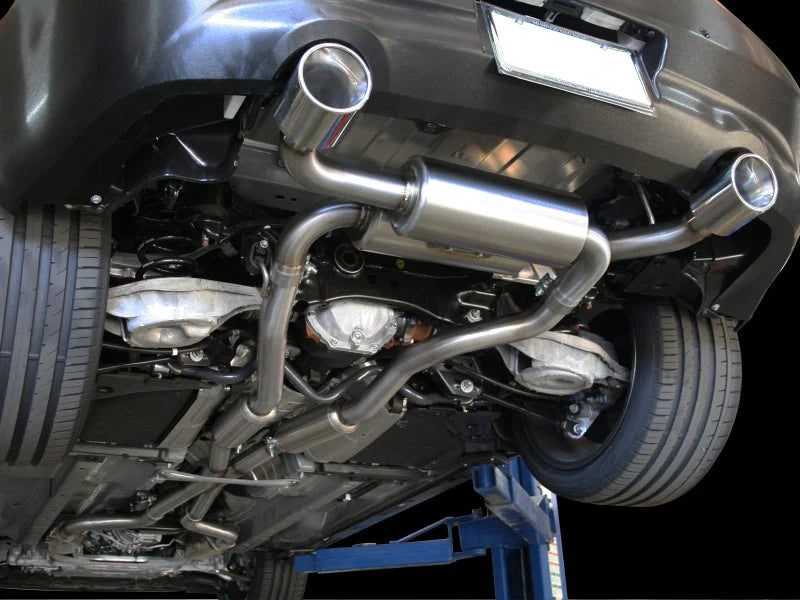 aFe Takeda 2-1/2in 304SS Cat-Back Exhaust Infiniti G37 08-13/Q60 14-15 V6-3.7 w/ Polished Tips - Back View