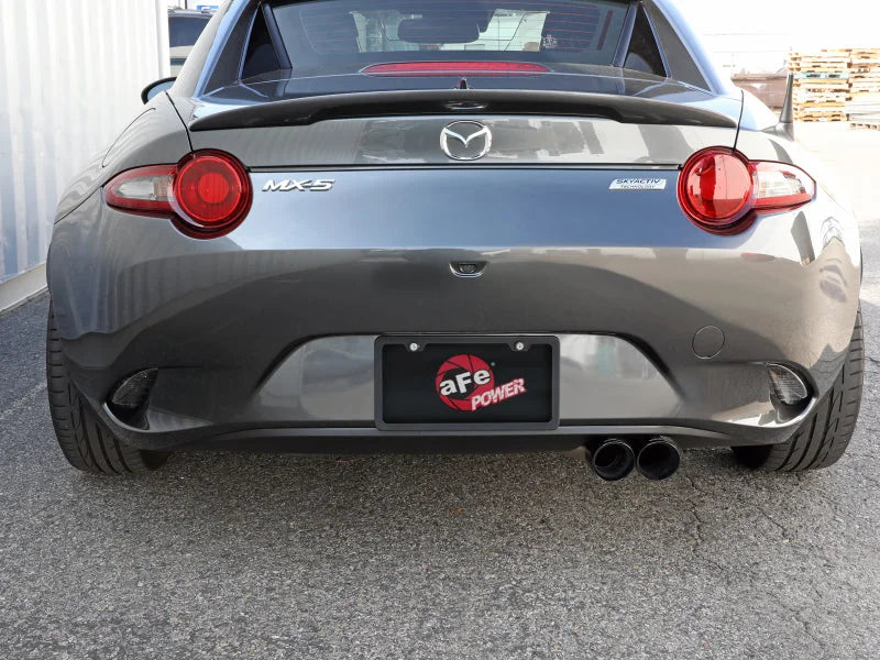 aFe Takeda 2-1/2in SS-304 Cat-Back Exhausts w/ Black Tip 16-19 Mazda MX-5 Miata ND 2.0T - Side View