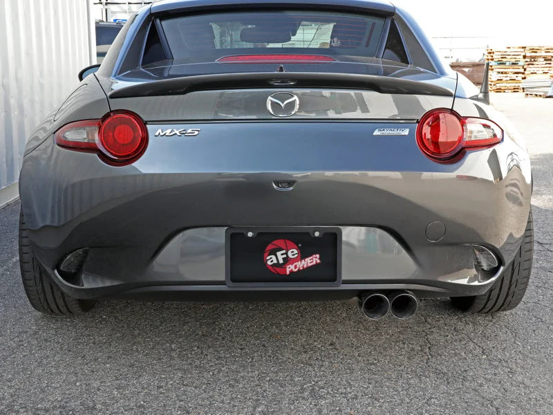 aFe Takeda 2-1/2in SS-304 Cat-Back Exhausts w/ Polished Tip 16-19 Mazda MX-5 Miata ND 2.0T - Back View