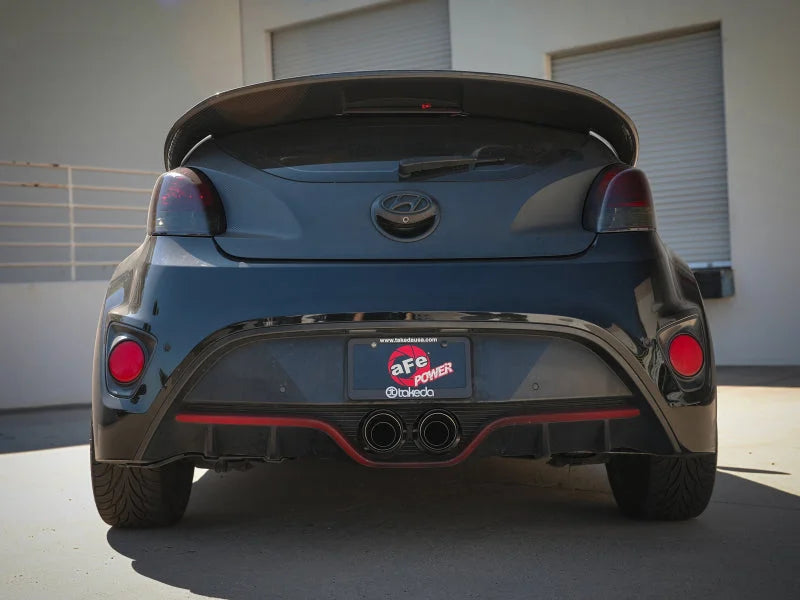 aFe Takeda 2-1/2in to 3in  SS-304 Cat-Back Exhaust w/ C/F Tips 13-17 Hyundai Veloster L4-1.6L - Side View