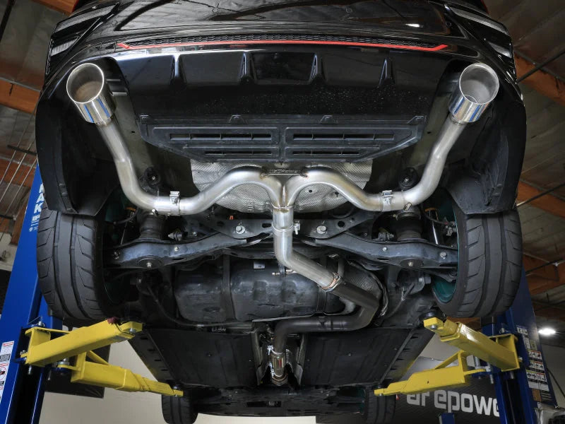 aFe Takeda 20-21 Kia Forte GT 1.6L (t) 3in to 2.5in SS Axle-Back Exhaust System w/ Polished Tips - Back View