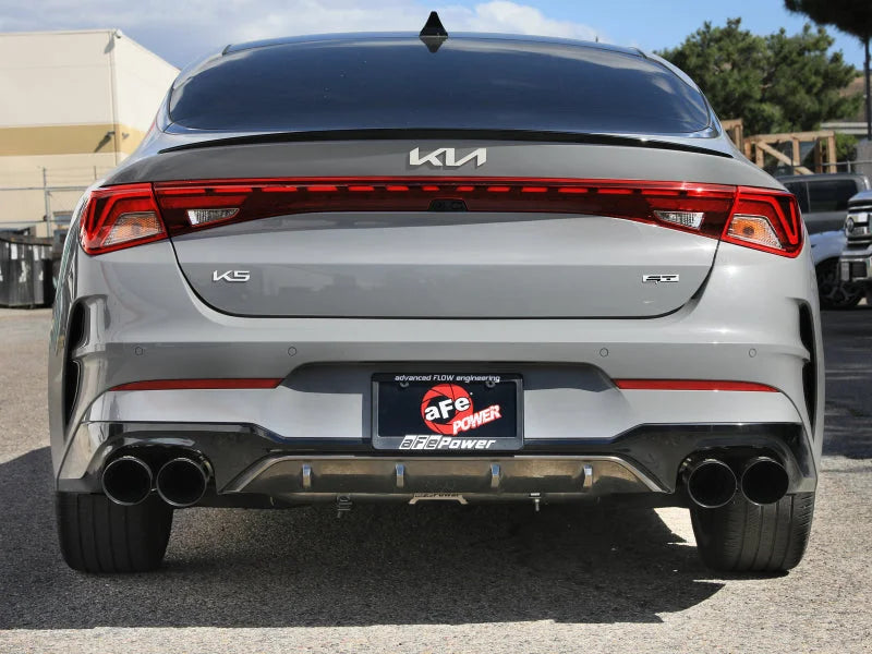aFe Takeda 21-24 Kia K5 GT L4-2.5L (t) SS Axle-Back Exhaust System w/ Black Tips - Back View
