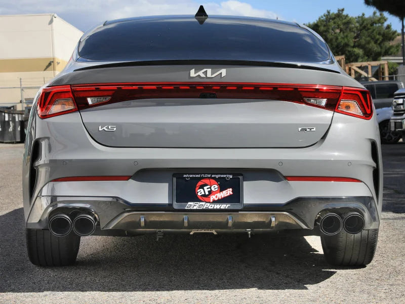aFe Takeda 21-24 Kia K5 GT L4-2.5L (t) SS Axle-Back Exhaust System w/ Carbon Fiber Tips - Back View