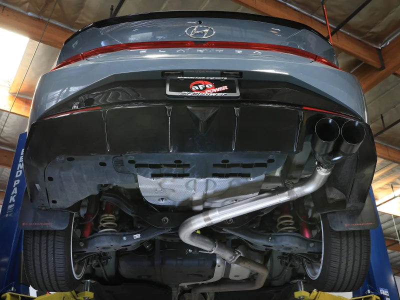 aFe Takeda 21-25 Hyundai Elantra 1.6L (t) 3in. SS Axle-Back Exhaust System w/Black Tips - Side View