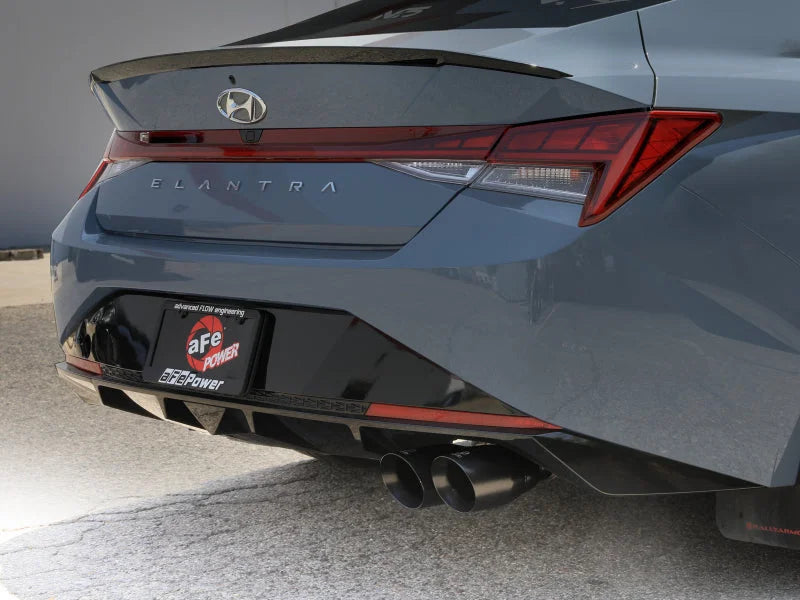 aFe Takeda 21-25 Hyundai Elantra 1.6L (t) 3in. SS Axle-Back Exhaust System w/Black Tips - Back View