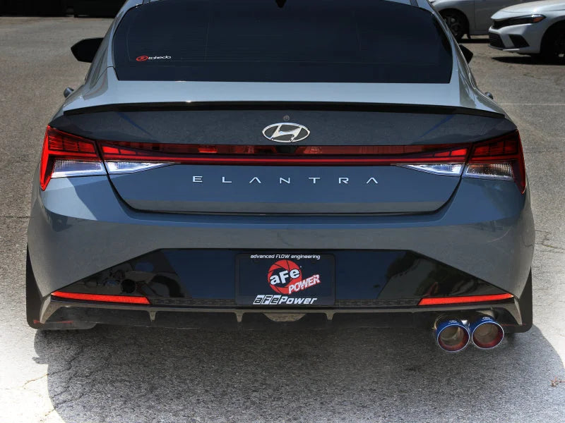 aFe Takeda 21-25 Hyundai Elantra 1.6L (t) 3in. SS Axle-Back Exhaust System w/Blue Flame Tips - Installation View