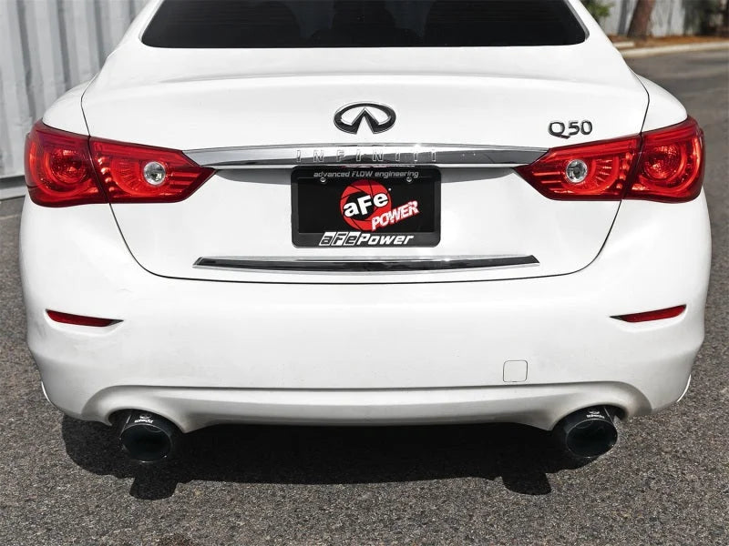 aFe Takeda 2.5in 304 SS Axle-Back Exhaust w/ Black Tips 16-18 Infiniti Q50 V6-3.0L (tt) - Installation View