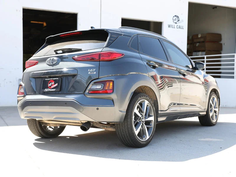 aFe Takeda 2.5in 304 SS Axle-Back Exhaust w/o Muffler w/BlackTips 18-22 Hyundai Kona L4-1.6L (t) AWD - Back View