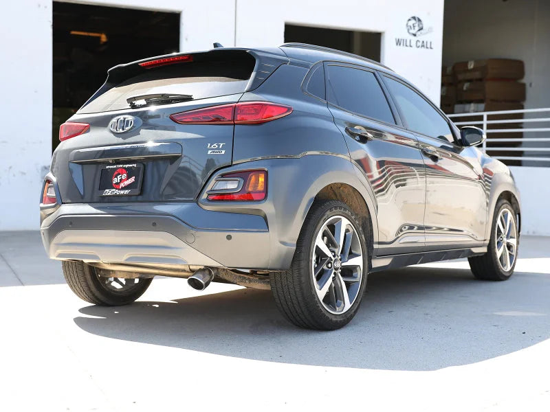 aFe Takeda 2.5in 304 SS Axle-Back Exhaust w/o Muffler w/Polish Tip 18-22 Hyundai Kona L4-1.6L(t) AWD - Back View