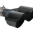 Load image into Gallery viewer, aFe Takeda 2.5in 304 Stainless Steel Clamp-on Exhaust Tip Driver side 2.5in Inlet 4in Dual-Carbon - Main Product View