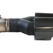 Load image into Gallery viewer, aFe Takeda 2.5in 304 Stainless Steel Clamp-on Exhaust Tip Driver side 2.5in Inlet 4in Dual-Carbon - Side View