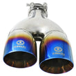 Load image into Gallery viewer, aFe Takeda 2.5in 304 Stainless Steel Clamp-on Exhaust Tip Driver Side 2.5in Inlet 4inDual-Blue Flame - Back View