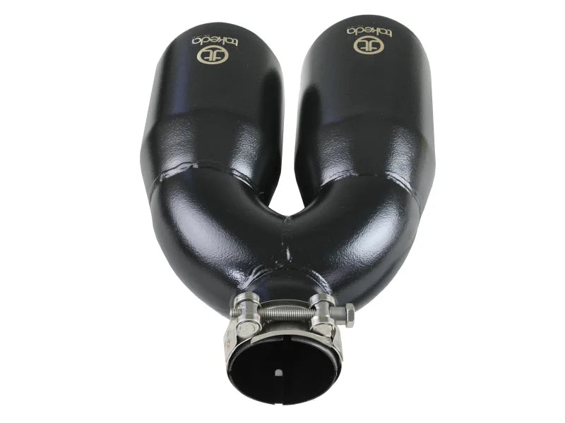 aFe Takeda 2.5in 304 Stainless Steel Clamp-on Exhaust Tip Passenger Side 2.5in Inlet 4inDual - Black - Additional View 5