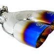 Load image into Gallery viewer, aFe Takeda 2.5in 304 Stainless Steel Clamp-on Exhaust Tip Passenger Side 2.5in Inlet 4inDual - Blue - Main Product View