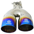 Load image into Gallery viewer, aFe Takeda 2.5in 304 Stainless Steel Clamp-on Exhaust Tip Passenger Side 2.5in Inlet 4inDual - Blue - Installation View