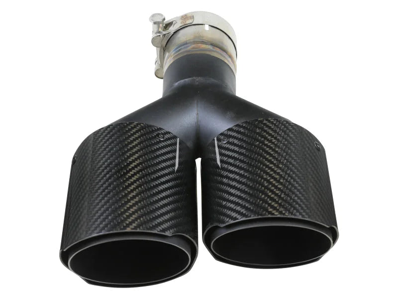aFe Takeda 2.5in 304 Stainless Steel Clamp-on Exhaust Tip Passenger Side 2.5in Inlet 4inDual-Carbon - Additional View 5