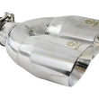 Load image into Gallery viewer, aFe Takeda 2.5in 304 Stainless Steel Clamp-on Tip Passenger Side 2.5in Inlet 4inDual - Polished - Main Product View