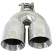 Load image into Gallery viewer, aFe Takeda 2.5in 304 Stainless Steel Clamp-on Tip Passenger Side 2.5in Inlet 4inDual - Polished - Installation View