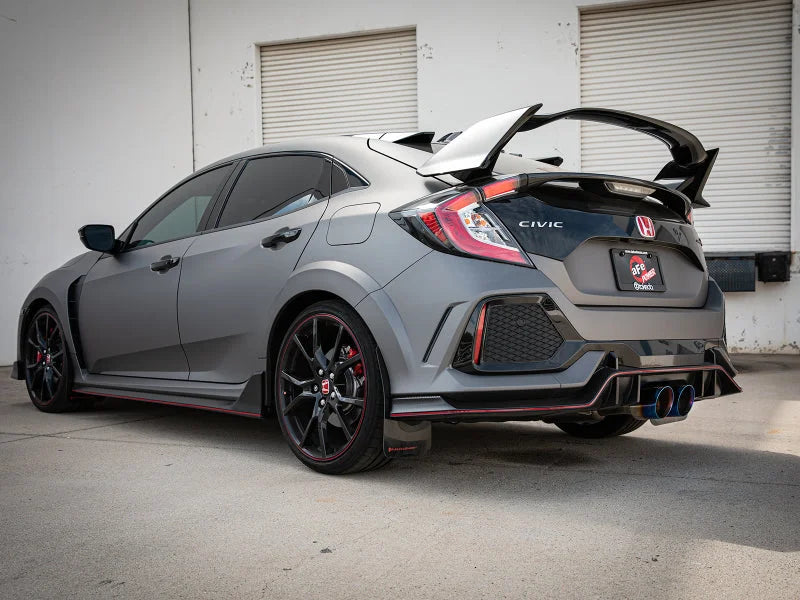 aFe Takeda 2.5in 304SS Axle-Back Exhaust System 17-19 Honda Civic Type R L4-2.0L (t) - BL Flame Tip - Back View