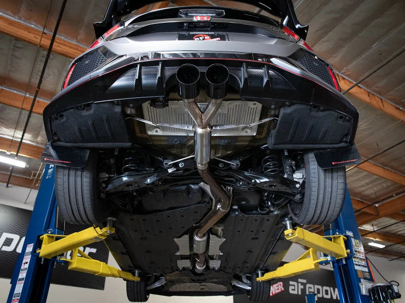 aFe Takeda 2.5in 304SS Axle-Back Exhaust System 17-19 Honda Civic Type R L4-2.0L (t) - Black Tip - Side View