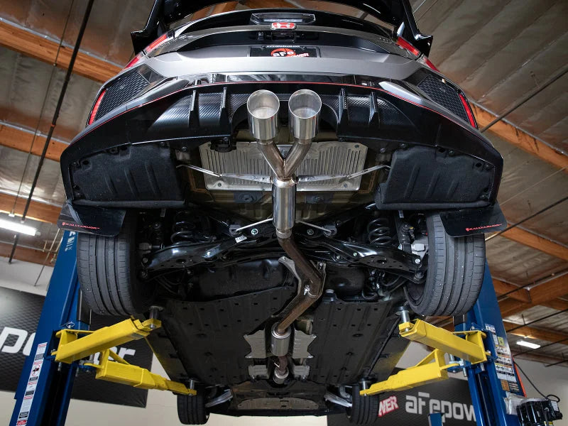 aFe Takeda 2.5in 304SS Axle-Back Exhaust System 17-19 Honda Civic Type R L4-2.0L (t) - Polished Tip - Side View