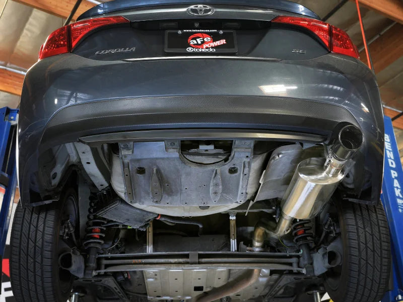 aFe Takeda 2.5in 304SS Axle-Back Exhaust w/ Black Tip fits 2014-2019 Toyota Corolla 1.8L - Side View