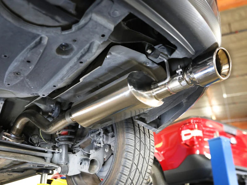 aFe Takeda 2.5in 304SS Axle-Back Exhaust w/ Polished Tip fits 2014-2019 Toyota Corolla 1.8L - Side View