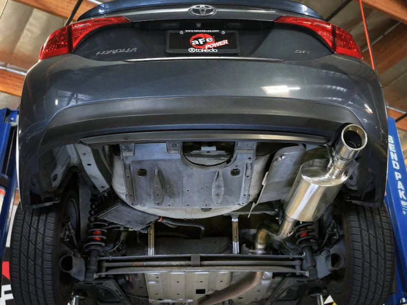 aFe Takeda 2.5in 304SS Axle-Back Exhaust w/ Polished Tip fits 2014-2019 Toyota Corolla 1.8L - Installation View