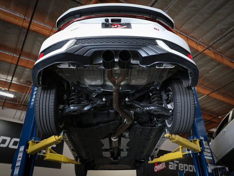 aFe Takeda 2.5in 304SS Cat-Back Exhaust System 17-20 Honda Civic SI Coupe L4-1.5L (t) - Black Tip - Side View