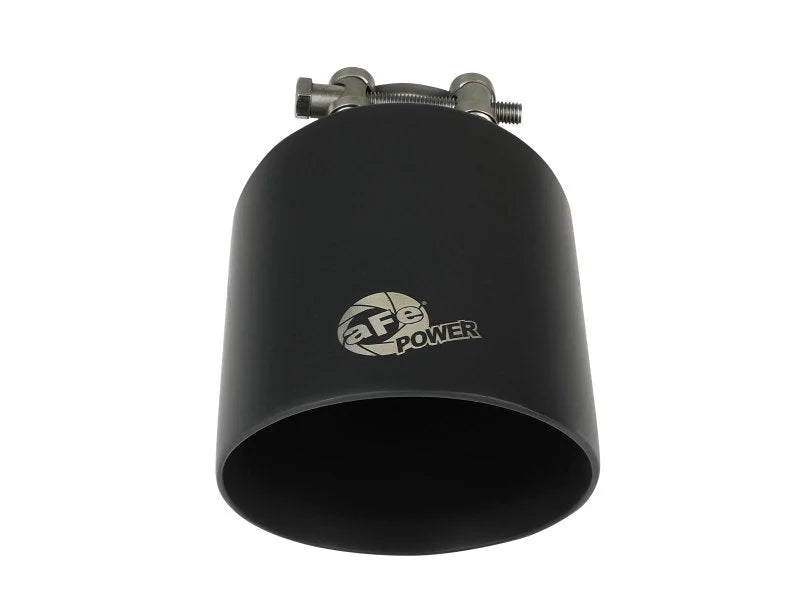 aFe Takeda 304 SS Clamp-On Exhaust Tip 2.5in. Inlet / 4.5in. Outlet / 7in. L - Black - Installation View