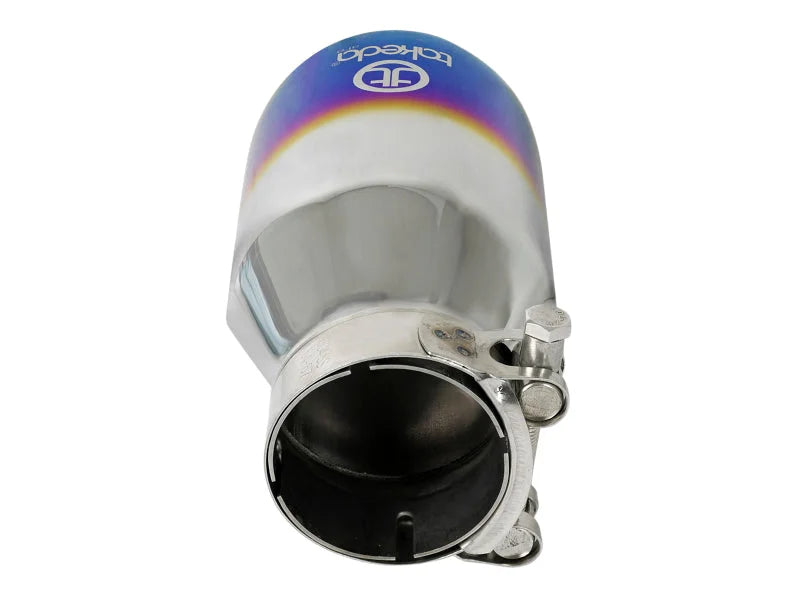 aFe Takeda 304 Stainless Steel Clamp-On Exhaust Tip 2.5in Inlet / 4in Outlet - Blue Flame - Additional View 6