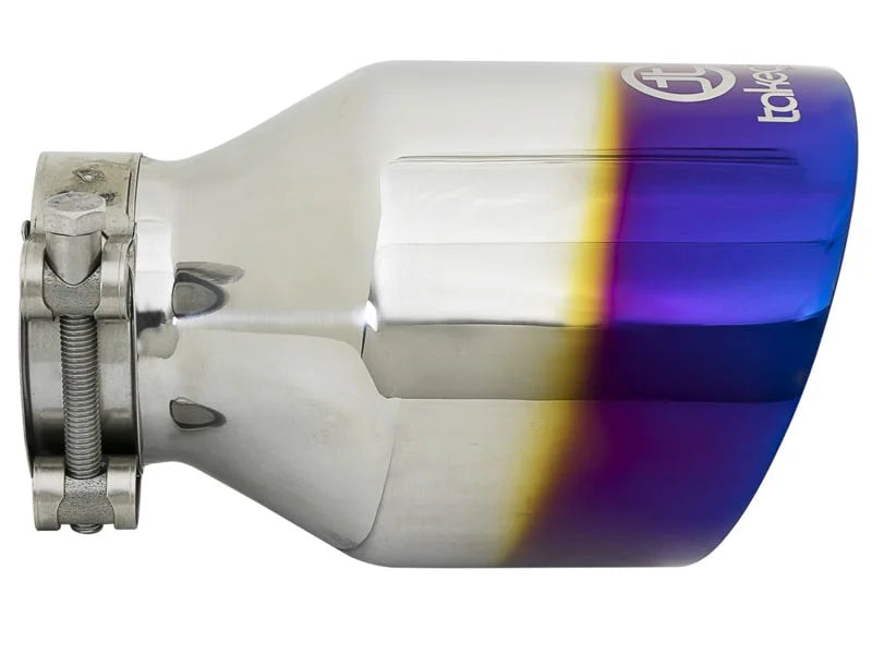 aFe Takeda 304 Stainless Steel Clamp-On Exhaust Tip 2.5in. Inlet / 4.5in. Outlet - Blue Flame - Additional View 6
