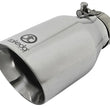 Load image into Gallery viewer, aFe Takeda 304 Stainless Steel Clamp-On Exhaust Tip 2.5in. Inlet / 4.5in. Outlet / 9in. L - Polished - Main Product View