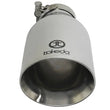 Load image into Gallery viewer, aFe Takeda 304 Stainless Steel Clamp-On Exhaust Tip 2.5in. Inlet / 4.5in. Outlet / 9in. L - Polished - Side View