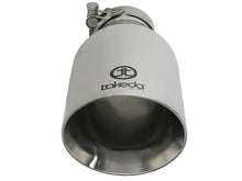 Load image into Gallery viewer, aFe Takeda 304 Stainless Steel Clamp-On Exhaust Tip 2.5in. Inlet / 4.5in. Outlet / 9in. L - Polished - Side View