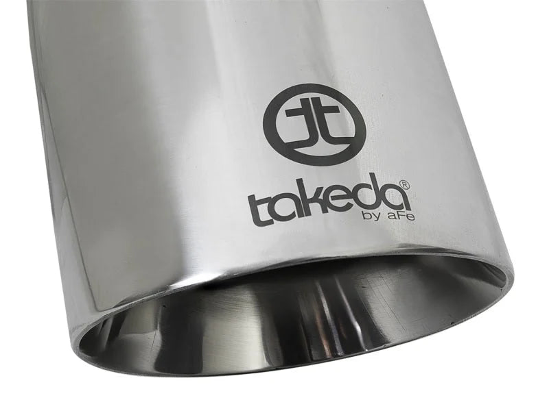 aFe Takeda 304 Stainless Steel Clamp-On Exhaust Tip 2.5in. Inlet / 4.5in. Outlet / 9in. L - Polished - Additional View 6