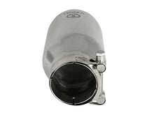 Load image into Gallery viewer, aFe Takeda 304 Stainless Steel Clamp-On Exhaust Tip 2.5in. Inlet / 4in. Outlet / 8in. L - Polished - Back View