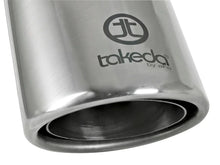 Load image into Gallery viewer, aFe Takeda 304 Stainless Steel Clamp-On Exhaust Tip 2.5in. Inlet / 4in. Outlet / 8in. L - Polished - Installation View