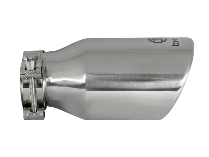 aFe Takeda 304 Stainless Steel Clamp-On Exhaust Tip 2.5in. Inlet / 4in. Outlet / 8in. L - Polished - Additional View 5