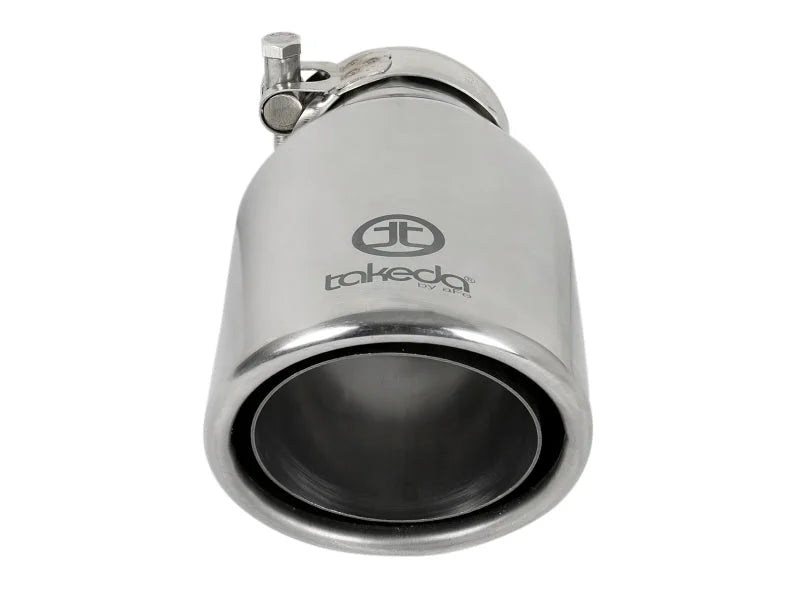 aFe Takeda 304 Stainless Steel Clamp-On Exhaust Tip 2.5in. Inlet / 4in. Outlet / 8in. L - Polished - Additional View 6