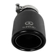 Load image into Gallery viewer, aFe Takeda 304 Stainless Steel Clamp-On Exhaust Tip 2.5in.Inlet / 4in Outlet - Black - Installation View