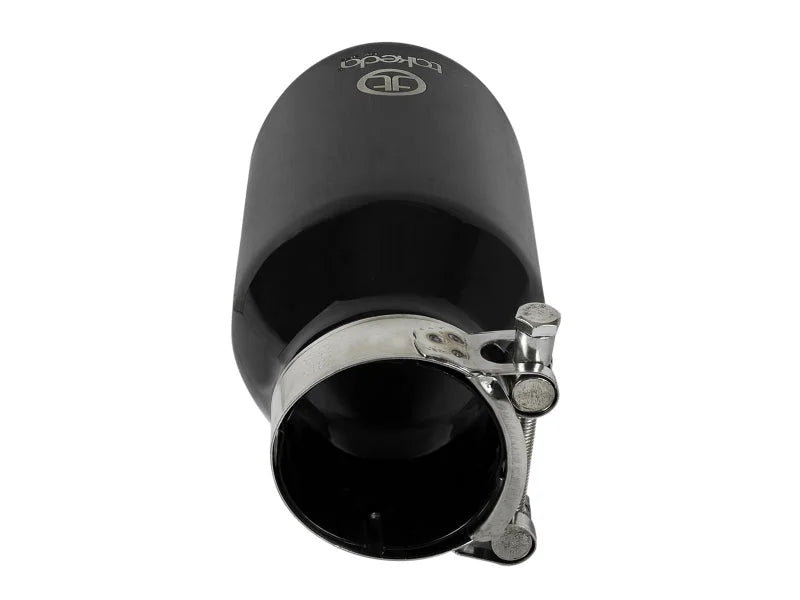 aFe Takeda 304 Stainless Steel Clamp-On Exhaust Tip 2.5in.Inlet / 4in Outlet - Black - Additional View 5