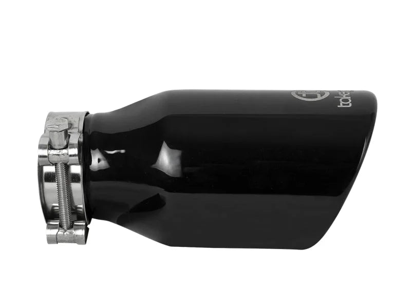 aFe Takeda 304 Stainless Steel Clamp-On Exhaust Tip 2.5in.Inlet / 4in Outlet - Black - Additional View 6