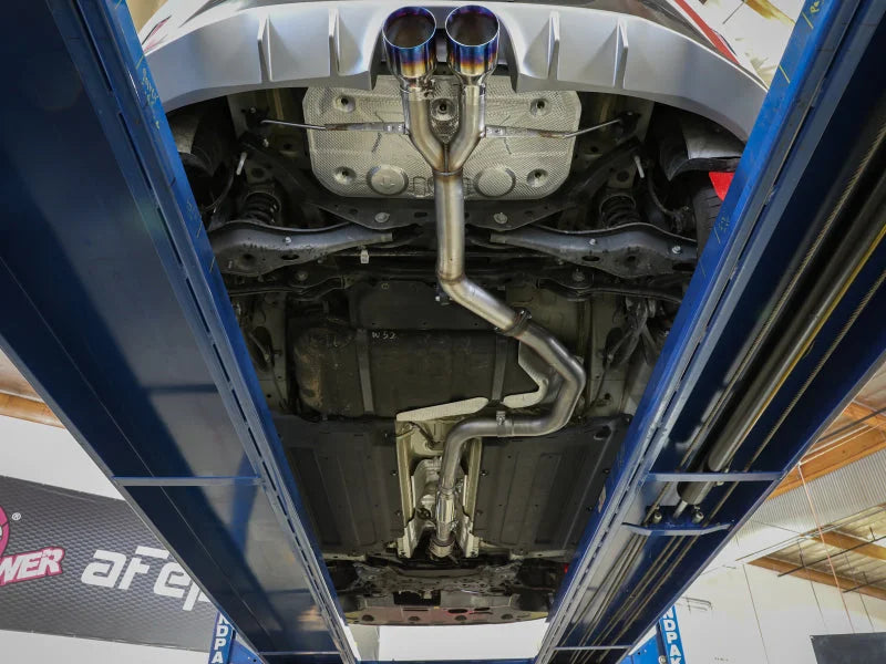 aFe Takeda 3in-2.5in 304 SS Axle-Back Exhaust w/Blue Flame Tip 19-20 Hyundai Veloster I4-1.6L(t) - Side View