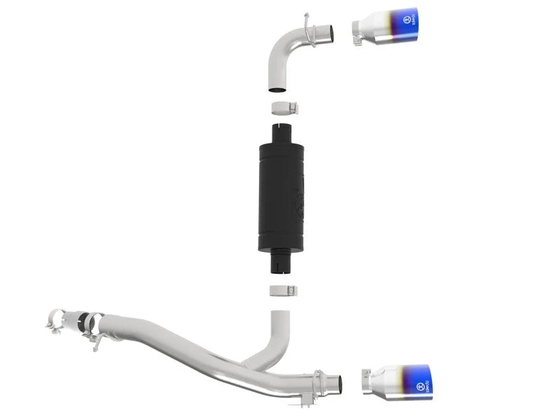 aFe Takeda 3in 304 SS Axle-Back Exhaust System w/ Blue Flame Tip 16-18 Ford Focus RS 2.3L (t) - Additional View 6