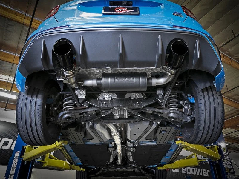 aFe Takeda 3in 304 SS Cat-Back Exhaust System w/ Black Tips 16-18 Ford Focus RS I4-2.3L (t) - Back View