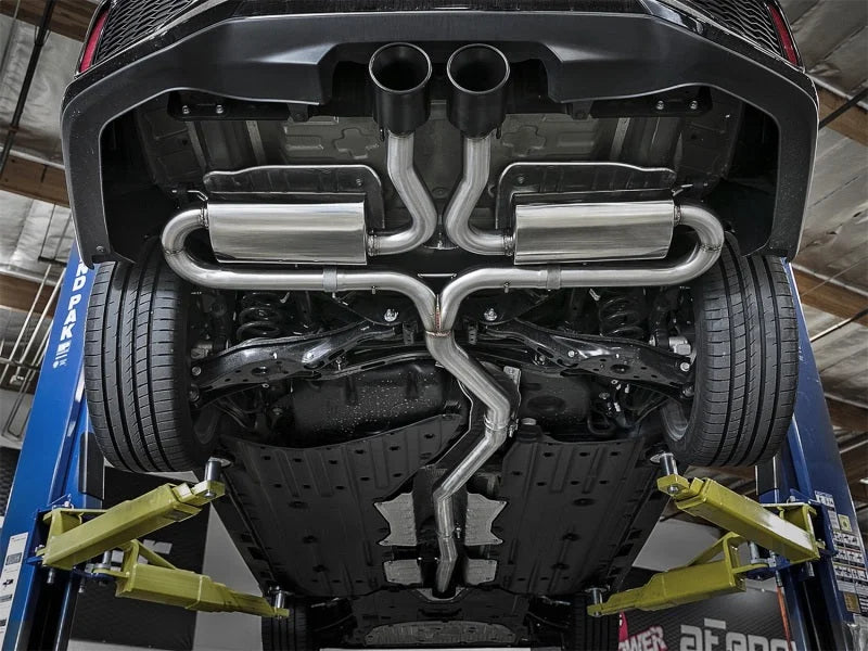 aFe Takeda 3in 304 SS Cat-Back Exhaust System w/ Black Tips 2017+ Honda Civic Si (4dr) I4 1.5L (t) - Back View